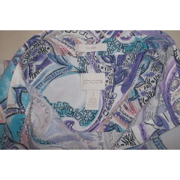 Chico’s 1 (S/M) Multi- Print Long Sleeve No-iron Button Front Shirt - Picture 4 of 4